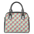 Blue Fried Egg And Bacon Pattern Print Shoulder Handbag