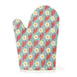 Blue Fried Egg And Bacon Pattern Print Single Oven Mitt