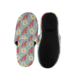 Blue Fried Egg And Bacon Pattern Print Slippers