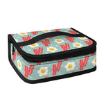 Blue Fried Egg And Bacon Pattern Print Small Lunch Bag