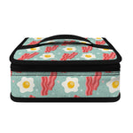 Blue Fried Egg And Bacon Pattern Print Small Lunch Bag