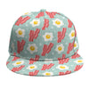 Blue Fried Egg And Bacon Pattern Print Snapback Cap