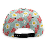 Blue Fried Egg And Bacon Pattern Print Snapback Cap