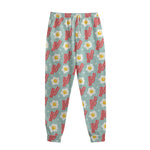 Blue Fried Egg And Bacon Pattern Print Sweatpants