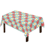 Blue Fried Egg And Bacon Pattern Print Tablecloth