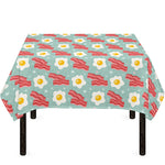 Blue Fried Egg And Bacon Pattern Print Tablecloth