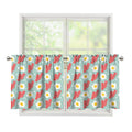 Blue Fried Egg And Bacon Pattern Print Tier Curtains