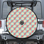 Blue Fried Egg And Bacon Pattern Print Tire Cover With Camera Hole