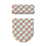 Blue Fried Egg And Bacon Pattern Print Toilet Lid And Tank Cover Set