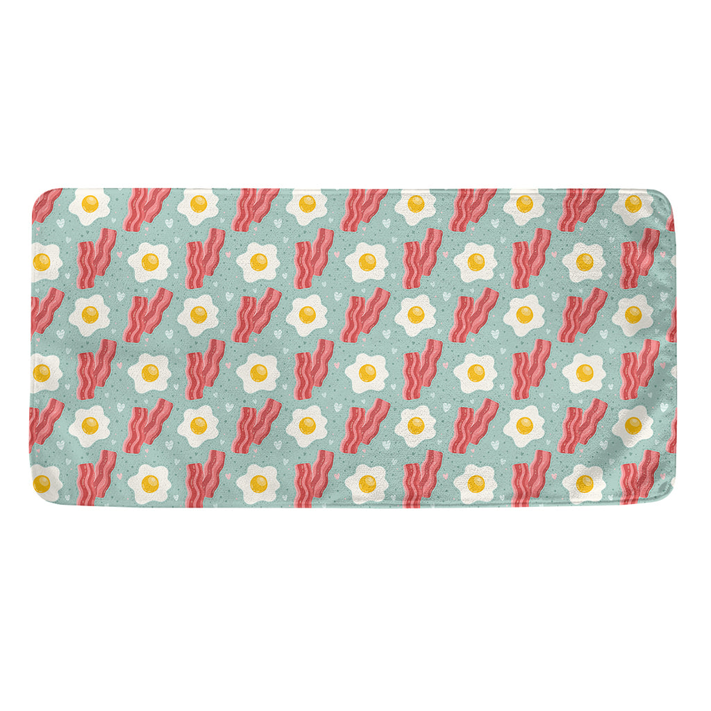 Blue Fried Egg And Bacon Pattern Print Towel