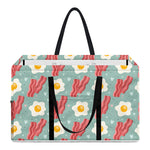 Blue Fried Egg And Bacon Pattern Print Utility Tote Bag