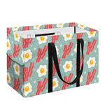 Blue Fried Egg And Bacon Pattern Print Utility Tote Bag
