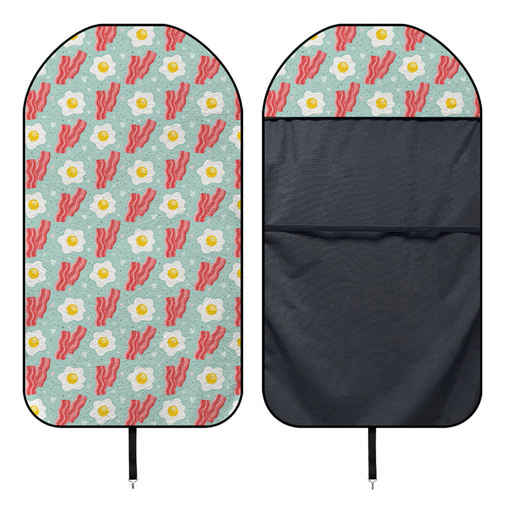 Blue Fried Egg And Bacon Pattern Print Waterproof Car Seat Cover