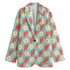 Blue Fried Egg And Bacon Pattern Print Women's Blazer