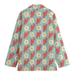 Blue Fried Egg And Bacon Pattern Print Women's Blazer