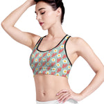 Blue Fried Egg And Bacon Pattern Print Women's Sports Bra