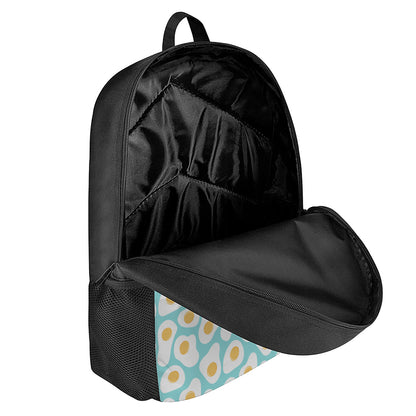 Blue Fried Eggs Pattern Print 17 Inch Backpack