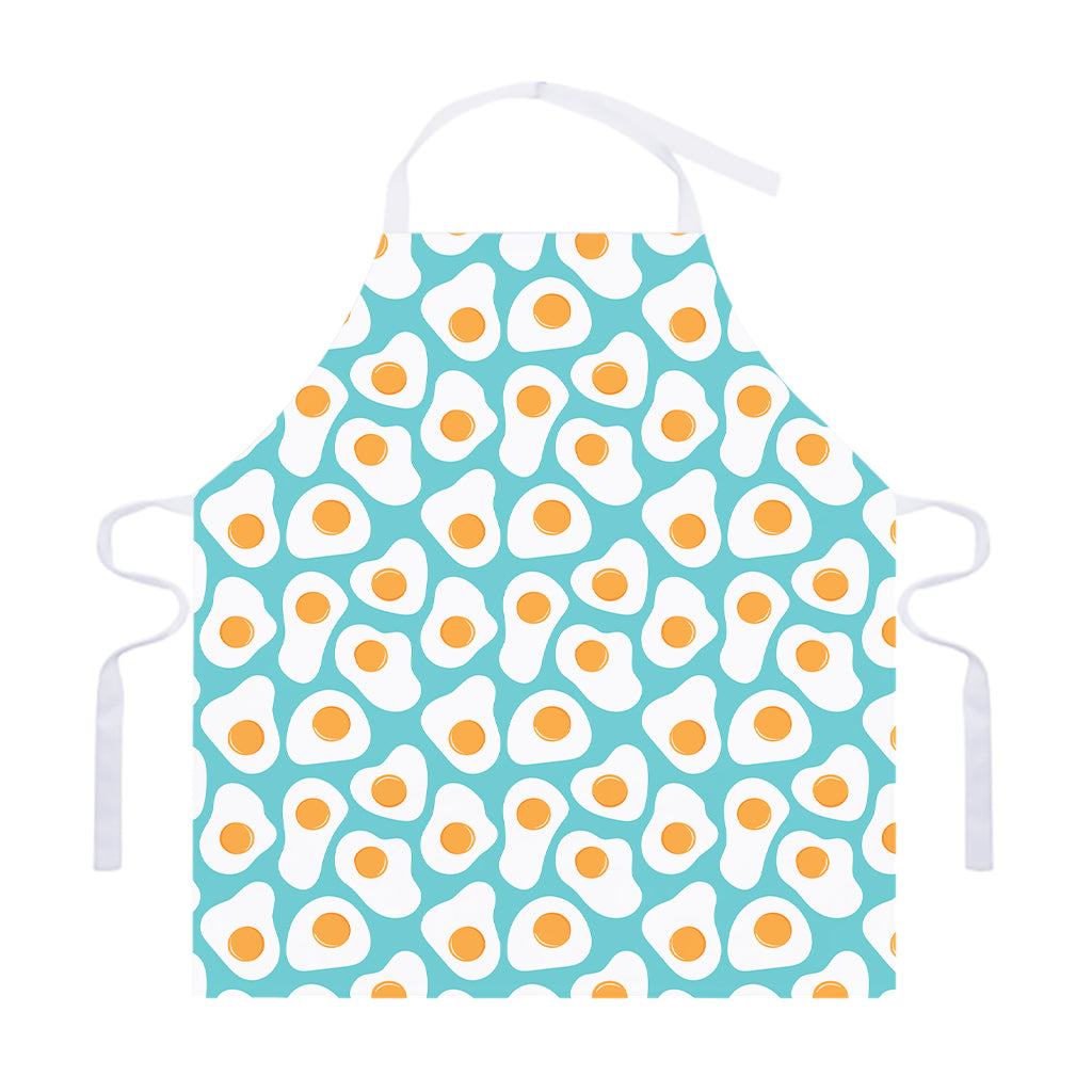 Blue Fried Eggs Pattern Print Adjustable Apron