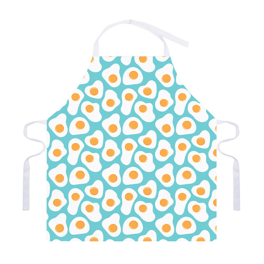 Blue Fried Eggs Pattern Print Adjustable Apron