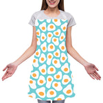 Blue Fried Eggs Pattern Print Adjustable Apron