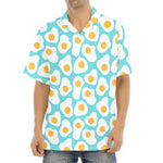 Blue Fried Eggs Pattern Print Aloha Shirt