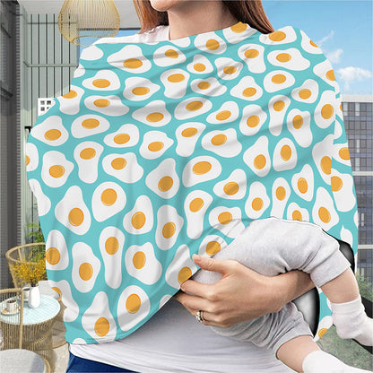 Blue Fried Eggs Pattern Print Baby Seat Cover