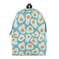 Blue Fried Eggs Pattern Print School Backpack