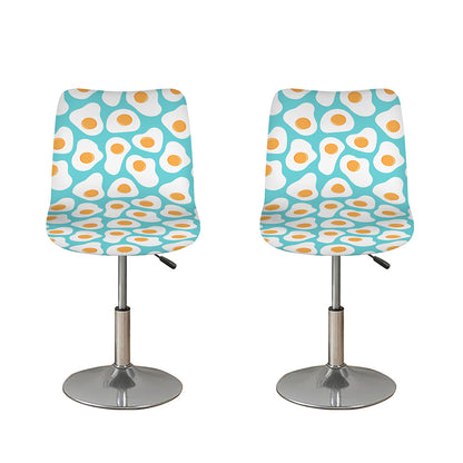 Blue Fried Eggs Pattern Print Bar Stool Covers