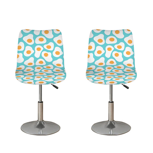 Blue Fried Eggs Pattern Print Bar Stool Covers