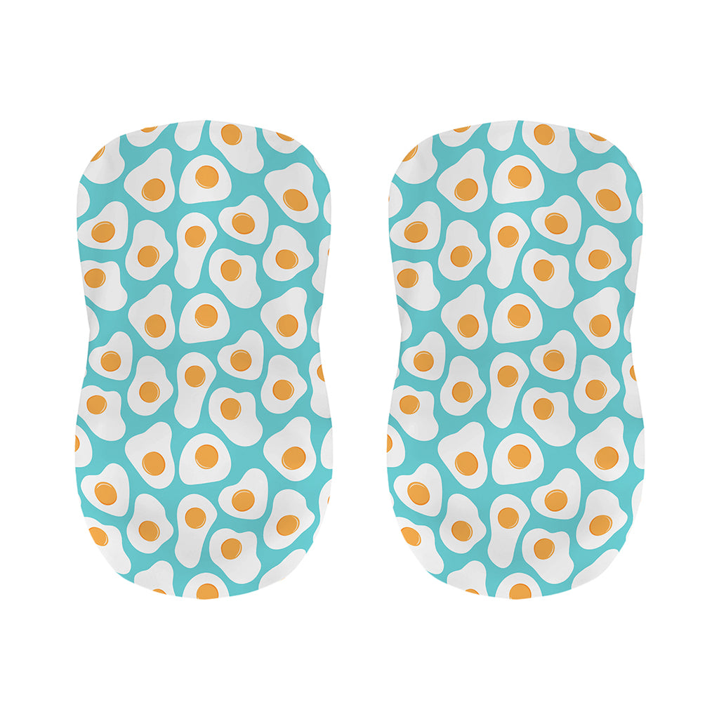 Blue Fried Eggs Pattern Print Bar Stool Covers