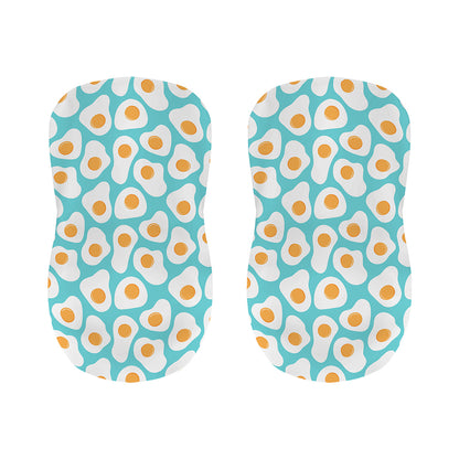 Blue Fried Eggs Pattern Print Bar Stool Covers