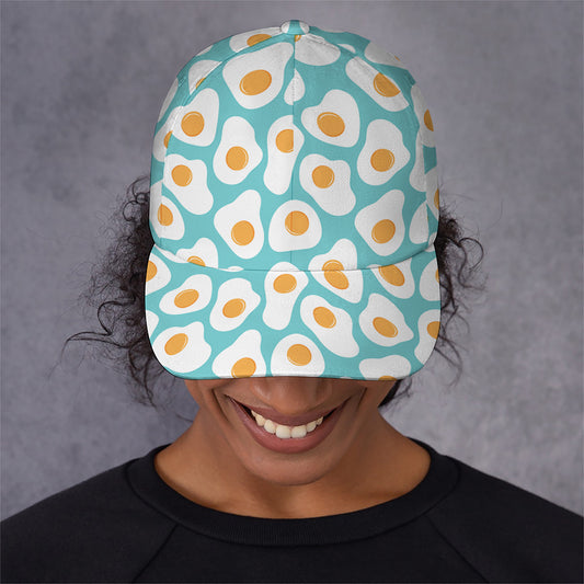 Blue Fried Eggs Pattern Print Baseball Cap