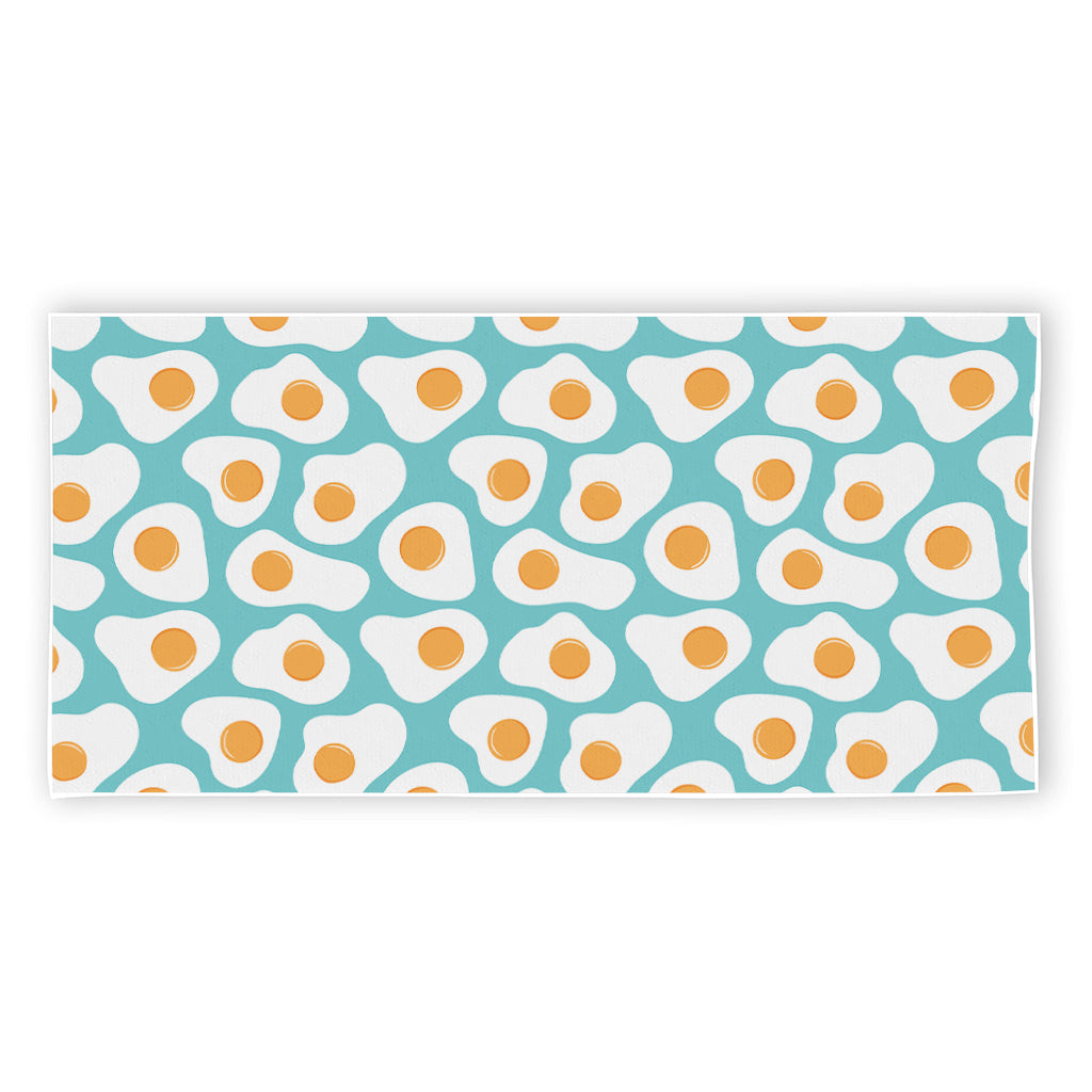 Blue Fried Eggs Pattern Print Beach Towel