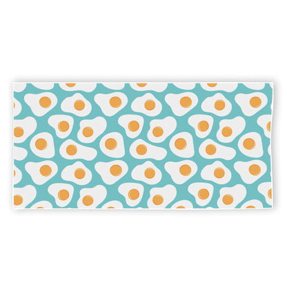 Blue Fried Eggs Pattern Print Beach Towel