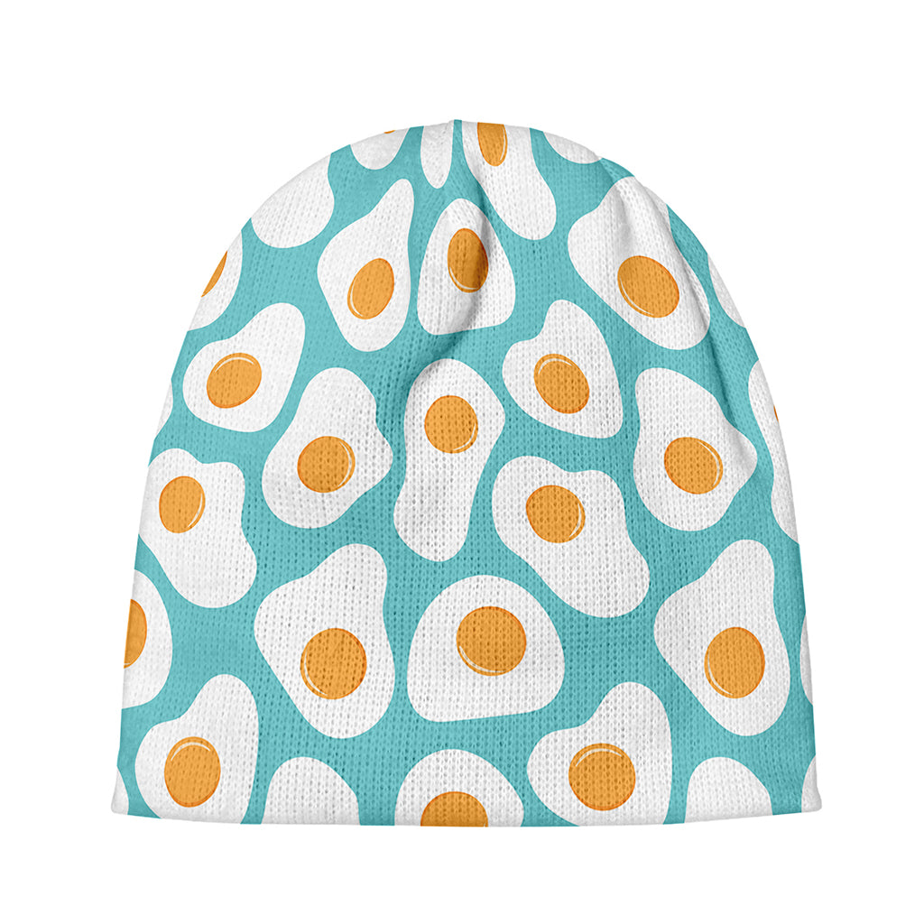 Blue Fried Eggs Pattern Print Beanie