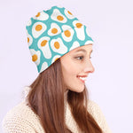 Blue Fried Eggs Pattern Print Beanie