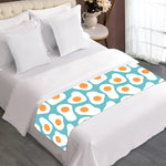 Blue Fried Eggs Pattern Print Bed Runner