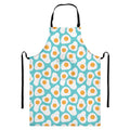 Blue Fried Eggs Pattern Print Bib Apron With Pocket