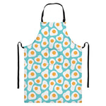 Blue Fried Eggs Pattern Print Bib Apron With Pocket