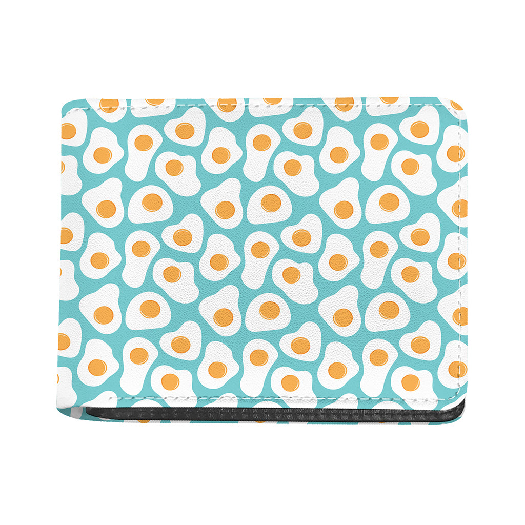 Blue Fried Eggs Pattern Print Bifold Wallet