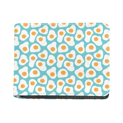 Blue Fried Eggs Pattern Print Bifold Wallet