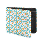 Blue Fried Eggs Pattern Print Bifold Wallet