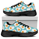 Blue Fried Eggs Pattern Print Black Chunky Shoes