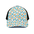 Blue Fried Eggs Pattern Print Black Mesh Trucker Hat