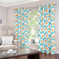 Blue Fried Eggs Pattern Print Dimout Grommet Curtains