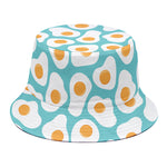 Blue Fried Eggs Pattern Print Bucket Hat