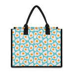 Blue Fried Eggs Pattern Print Canvas Tote Bag