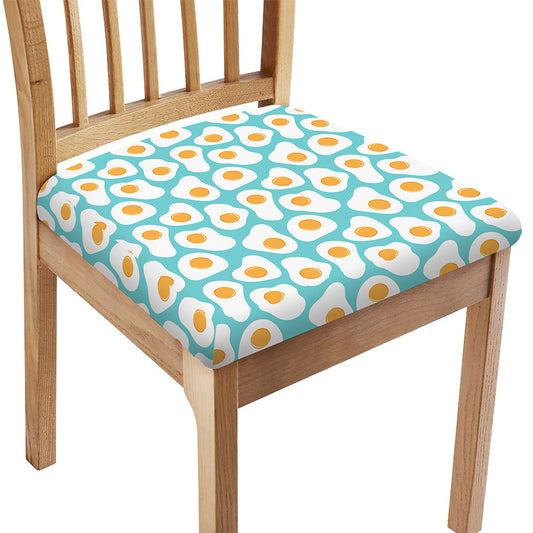 Blue Fried Eggs Pattern Print Chair Cushion Cover