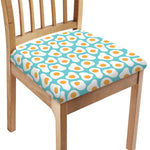 Blue Fried Eggs Pattern Print Chair Cushion Cover