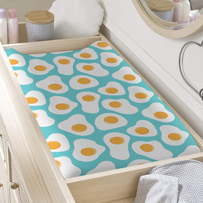 Blue Fried Eggs Pattern Print Changing Pad Cover